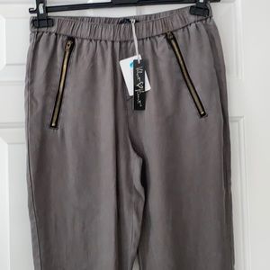 Pair of casual gray side zip comfortable pants